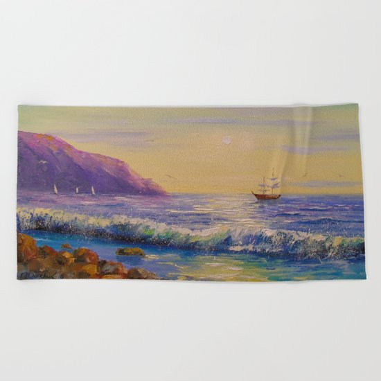 To his native shores Beach Towel