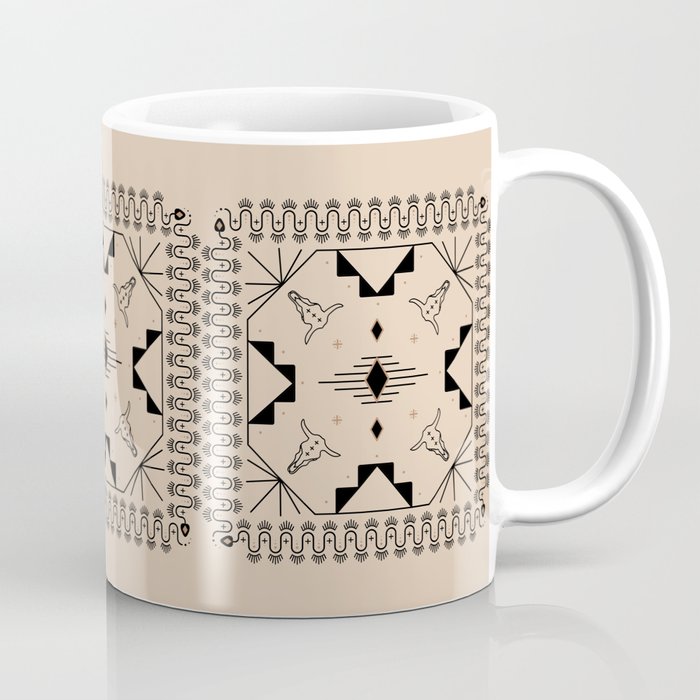 Lost Desert Tile - Black & Camel Coffee Mug
