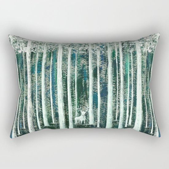 Christmas Stag in the jungle handpainted Rectangular Pillow