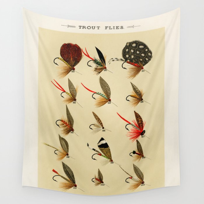 Illustrated Trout Fishing Flies Chart from Favorite Flies and Their Histories  Wall Tapestry