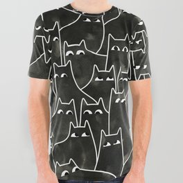 Suspicious Cats All Over Graphic Tee
