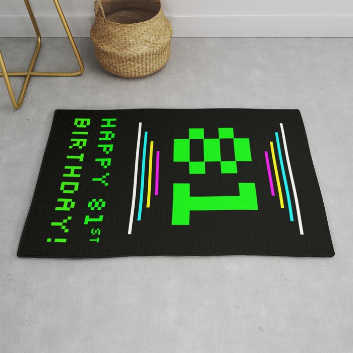81st Birthday - Nerdy Geeky Pixelated 8-Bit Computing Graphics Inspired Look Rug