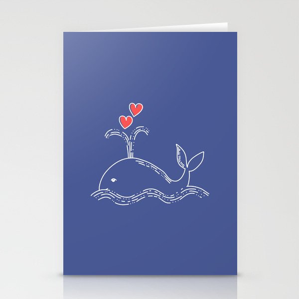 Cute whale with hearts Stationery Cards
