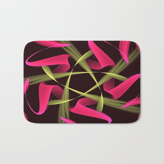 Pink ribbons in a breeze, fractal abstract pattern design Bath Mat