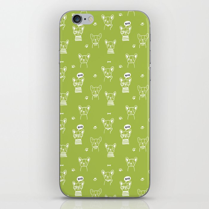Light Green and White Hand Drawn Dog Puppy Pattern iPhone Skin