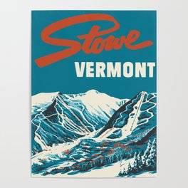 Stowe, Vermont Vintage Ski Poster Poster