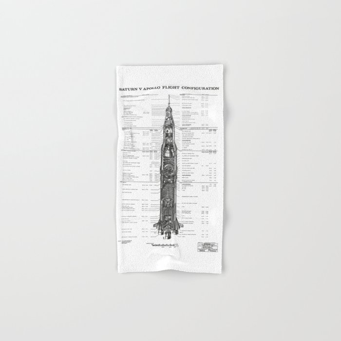 Apollo 11 Saturn V Blueprint in High Resolution (white) Hand & Bath Towel