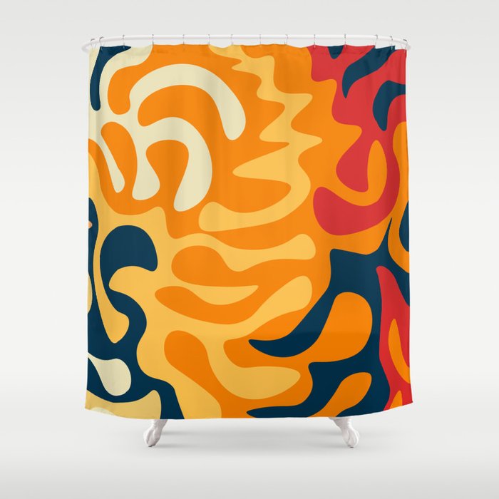 Abstract Mid century Modern Shapes pattern - Retro Color Shower Curtain