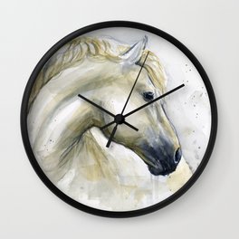 White Horse Watercolor Painting Animal Horses Wall Clock | Horse, Beige, Drawing, Horsesart, Painting, Nature, Realism, Ink, Watercoloranimal, Watercolorhorse 
