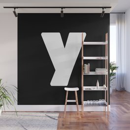 y (White & Black Letter) Wall Mural