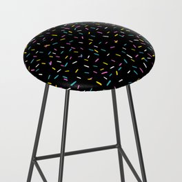 Colorful Sprinkles Jimmies on Black Background Playful Simple Pattern Bar Stool