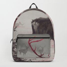 Rudolph uprising Backpack | Curated, Digital, Winter, Jakubrozalski, Pop Art, Acrylic, Oil, Illustration, Dark, Storytelling 