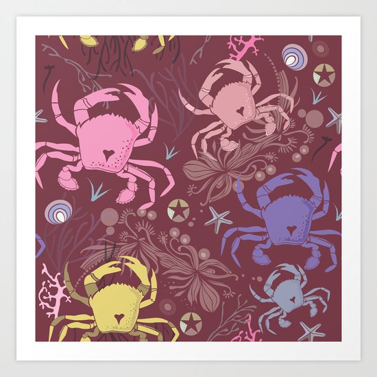 Crab pattern Art Print