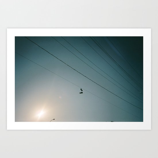 Shoes on a wire Art Print