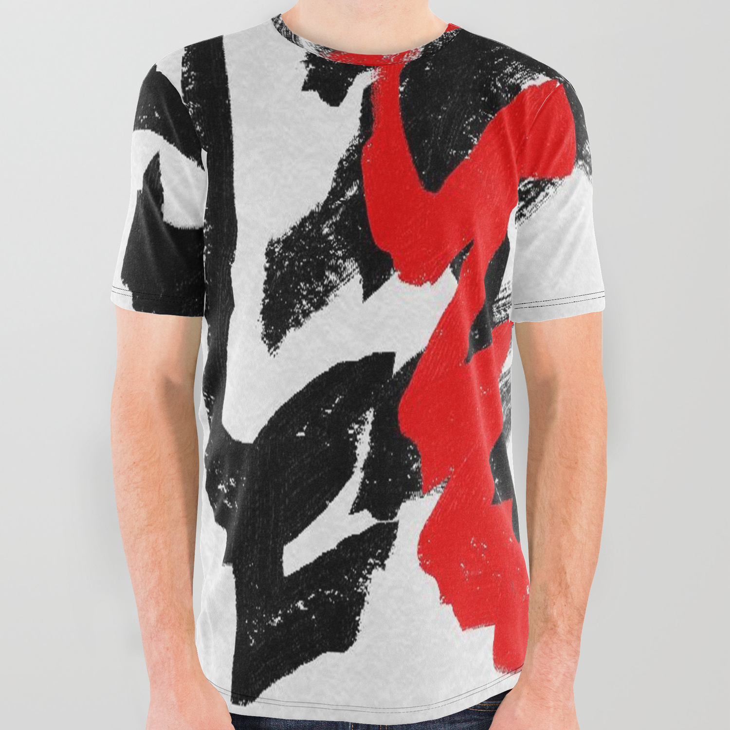 black & red graphic tee