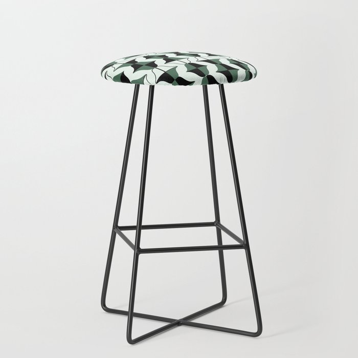 Whale Song Midcentury Modern Retro Arcs Abstract Green Bar Stool