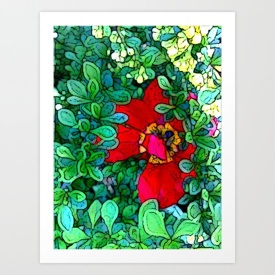 Shy Tulip Hiding Art Print