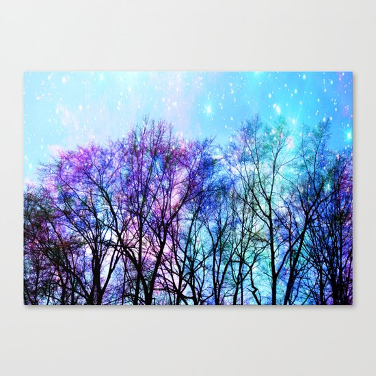 Black Trees Playful Pastels Space Canvas Print
