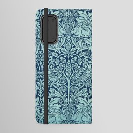 William Morris Teal Blue Rabbit And Floral Vintage Wall Paper Pattern Android Wallet Case