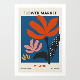 Flower Market Milano Italy, Modern Abstract Floral Print Art Print