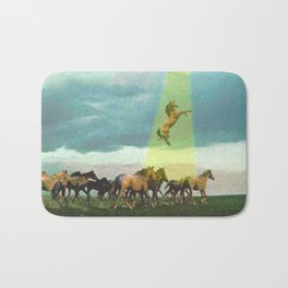 They too love horses Bath Mat | Surreal, Cowboy, Retrofuture, Curated, Running, Ufos, Wild, Extraterrestrial, Horse, Cowgirl 
