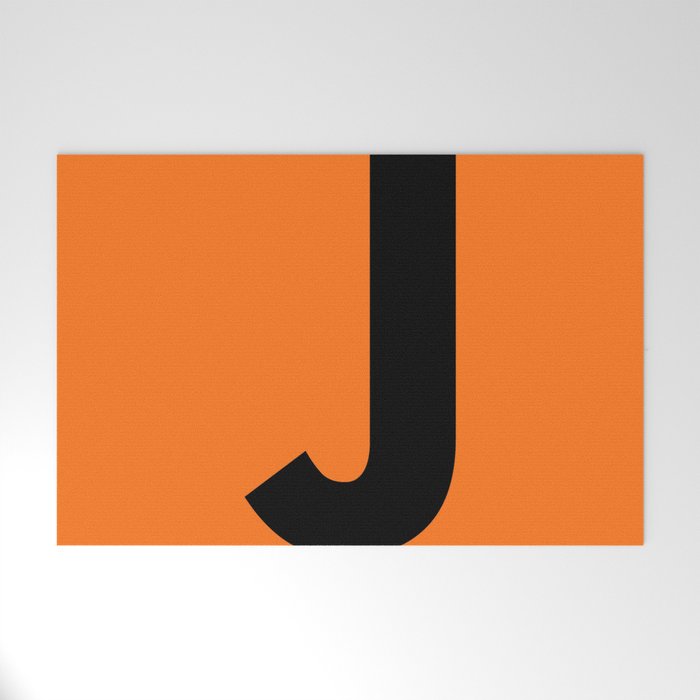 Letter J (Black & Orange) Welcome Mat