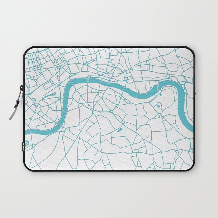 London White on Turquoise Street Map Laptop Sleeve