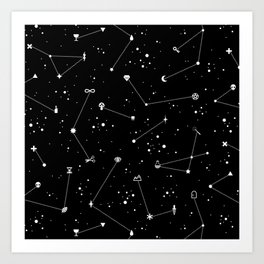 Constellations (Black) Art Print
