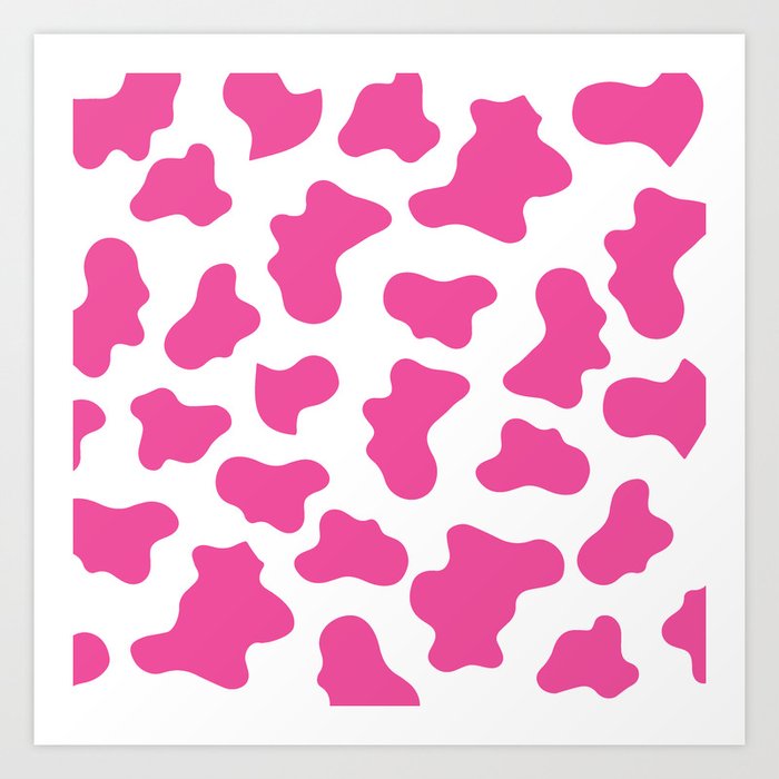 Hot Pink Cow Pattern Art Print by Kate and Company | Society6