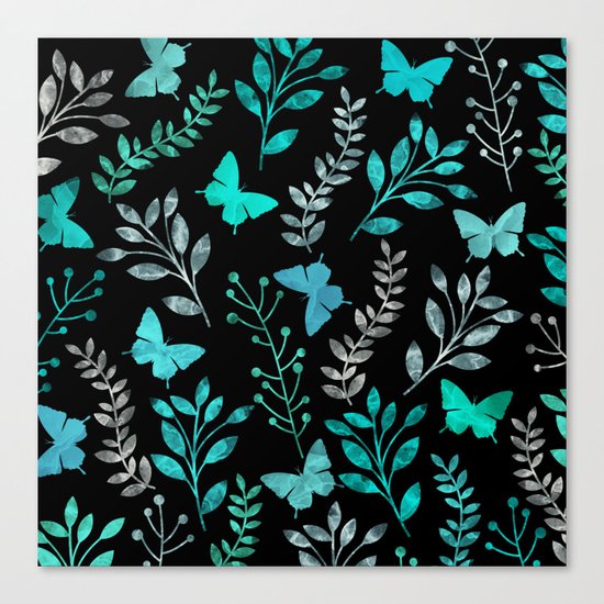 Watercolor flowers & butterflies IV Canvas Print