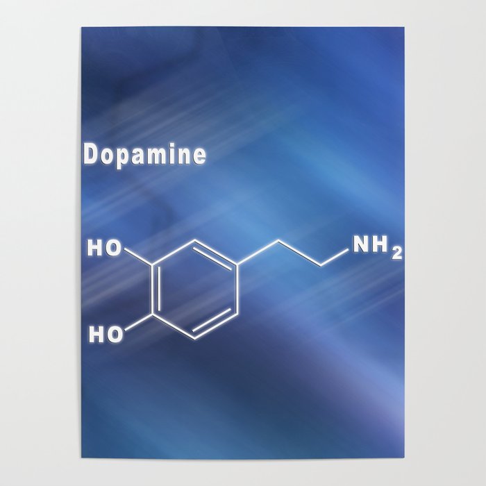 Dopamine Hormone Structural chemical formula Poster