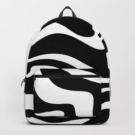 Modern Retro Liquid Swirl Abstract Pattern in Black and White Backpack