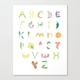Fruits & Veggies Watercolor Alphabet Canvas Print
