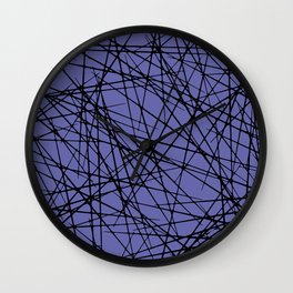 Black and Periwinkle Criss Cross Line Pattern - Pantone 2022 Color of the Year Very Peri 17-3938 Wall Clock