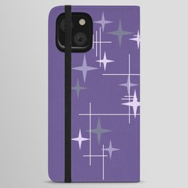 Mid Century Modern Stars Deep Lilac Purple iPhone Wallet Case