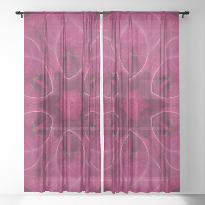 Kaleidoscope optical illusion mandala pattern  in viva magenta tones  study2 Sheer Curtain