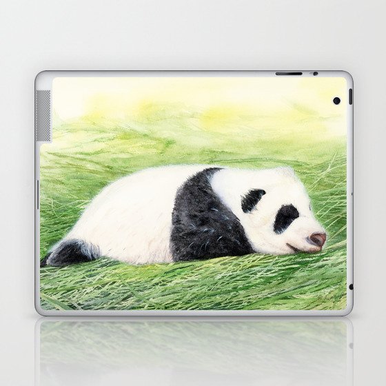 Panda Baby Watercolor Painting By Suisai Genki Laptop Ipad Skin