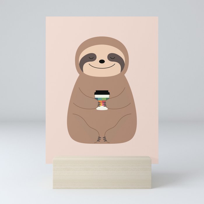 Sloth Coffee Time Mini Art Print
