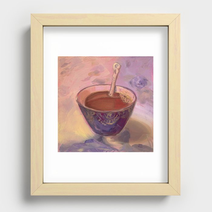 Cup of coffee Oilpainting Recessed Framed Print