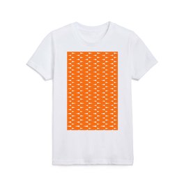 Retro Curvy Lines Pattern in Orange Kids T Shirt