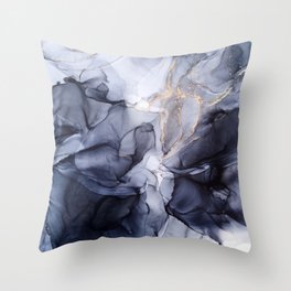 Calm but Dramatic Cool Toned Abstract Painting Throw Pillow