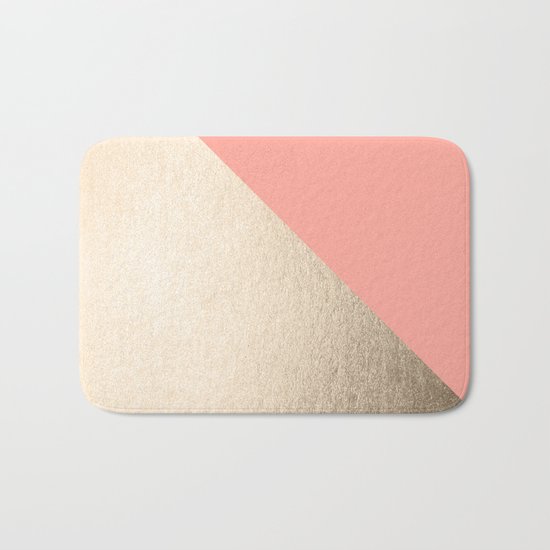 Simply Shadow in White Gold Sands on Salmon Pink Bath Mat