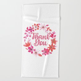 Thank You Note - Cute Floral  Beach Towel