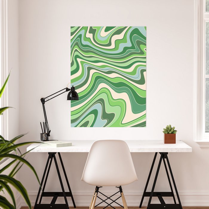 Forest Green Swirl Warp Lines Wrapping Paper by thespacehouse