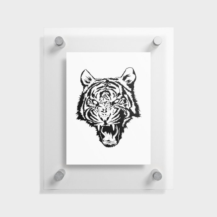Tiger Illustration (Black & White) Floating Acrylic Print