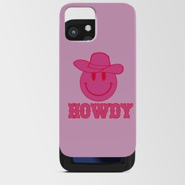 Happy Smiley Face Says Howdy - Preppy Western Aesthetic iPhone Card Case