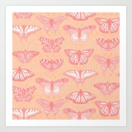 butterflies peach Art Print
