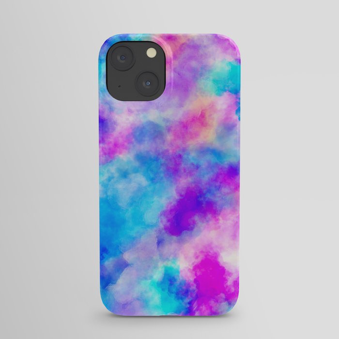 Modern hand painted neon pink teal abstract watercolor iPhone Case