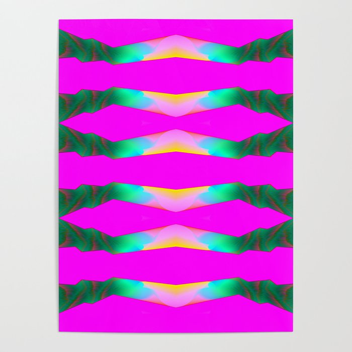 Neon Pink Disco Waves Poster