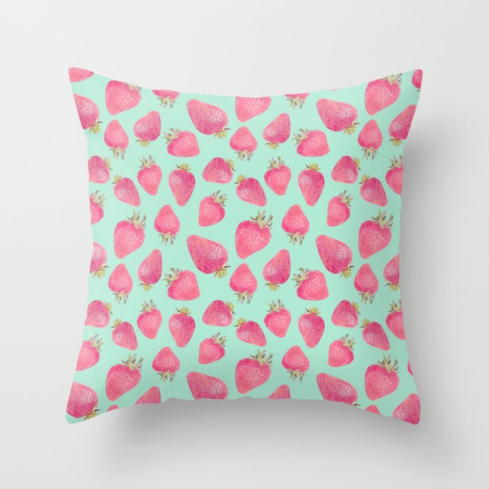 Strawberry Throw Pillow by Marta Olga Klara Society6